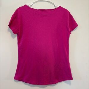 Boden Super Soft Boat Neck Bright Pink Cotton T-Shirt Women Size UK 12/US 8